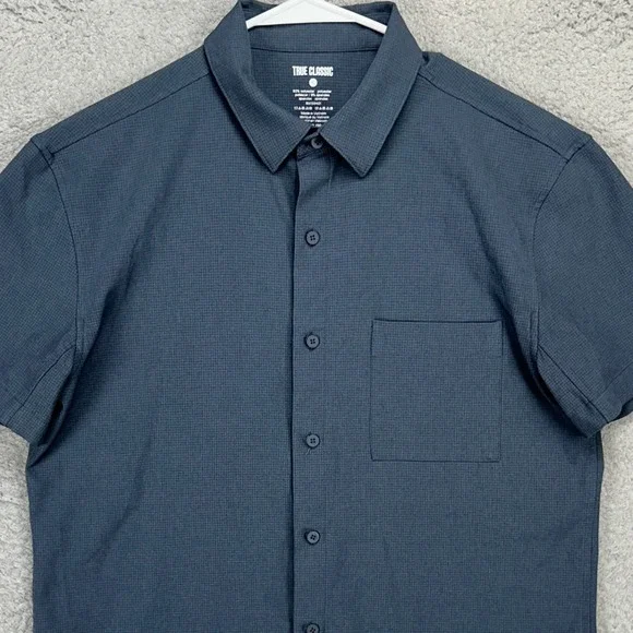 True Classic | Shirts | True Classic Shirt Button Up Mens Large Blue Gray  Short Sleeve Stretch Pocket | Poshmark